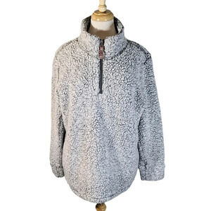 Weatherproof Vintage Frosty Tipped Grey Sherpa Pullover Size XL